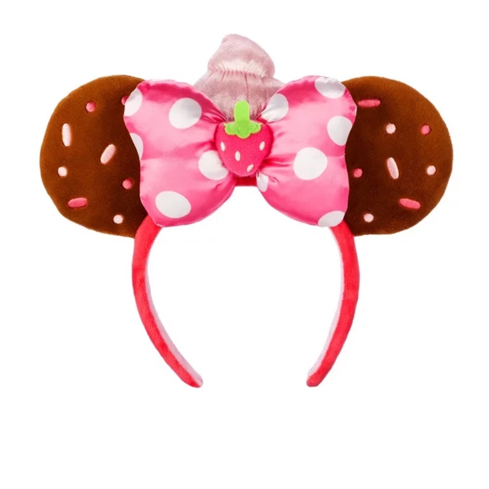 Plush Strawberry Polka Dot Minnie-Style Headband